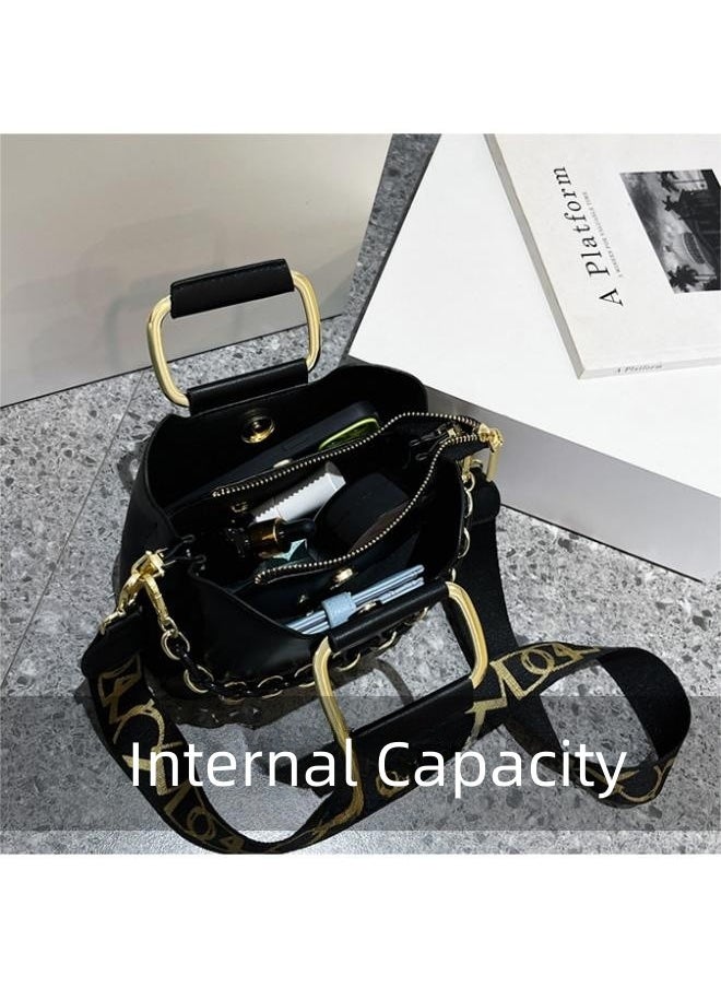 WAOKN - Women's Large-capacity Chain Shoulder Bag, Ladies Versatile Solid Color Bucket Bag Crossbody Bag Sling Bag Side Bag, Crossbody Bag, PU Leather Tote Bag Handbag Clutch Bag Carrying Bag - Image 1