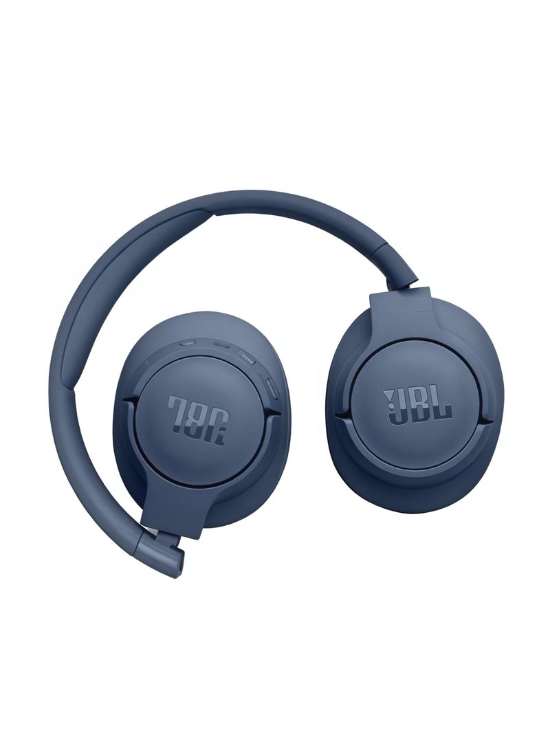 جي بي إل التوليف اللاسلكي 720Bt فوق سماعات الأذن صوت الجهير الصافي 76H البطارية اتصال حر بالأيدي بالإضافة إلى البرنامج الصوتي اتصال متعدد النقاط اتصال خفيف الوزن قابل للطي كابل صوت أزرق - Image 1