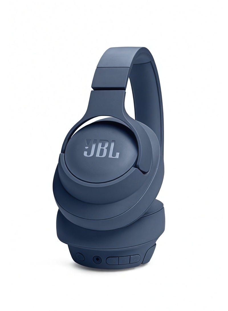 جي بي إل التوليف اللاسلكي 720Bt فوق سماعات الأذن صوت الجهير الصافي 76H البطارية اتصال حر بالأيدي بالإضافة إلى البرنامج الصوتي اتصال متعدد النقاط اتصال خفيف الوزن قابل للطي كابل صوت أزرق - Image 4