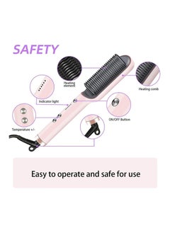 General Ionic Hair Straightening Brush & Curling Iron 2-in-1, 30 Seconds Fast Heating Ceramic Hair Straightening Brush with Anti-Scald Function, 5 Temperature Settings, Suitable for All Hair Types  - Image 5