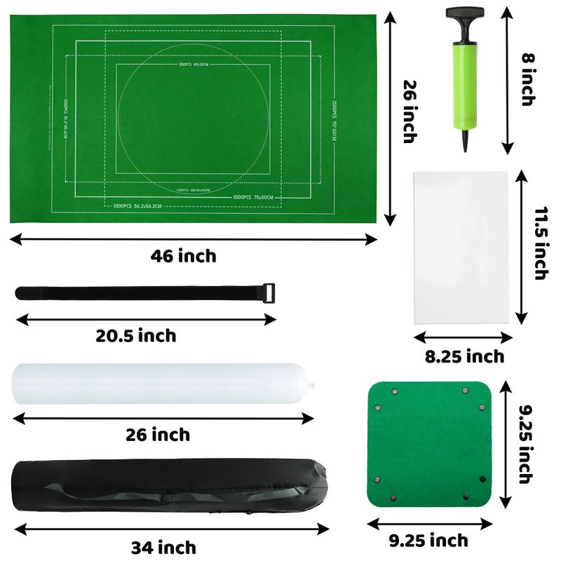 FELIZROCA Portable Puzzle Mat Roll Up - with 9 Glue Sheets, Sorting Trays, Hand Pump, Inflatable Tube, and Storage Bag - Perfect for Kids and Adults (Green, 1500pcs) - Image 4