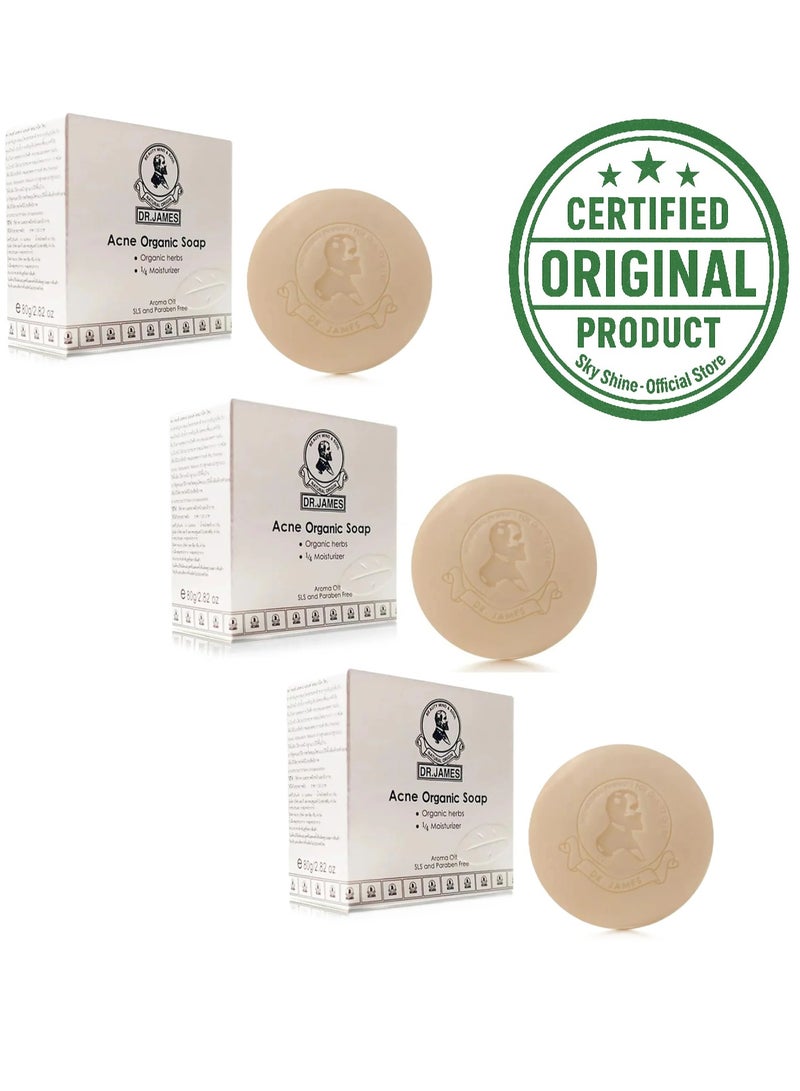 Dr. James Acne Organic Soap Pack of 3 | Natural Acne Care & Clear Skin | Face & Body - Image 1