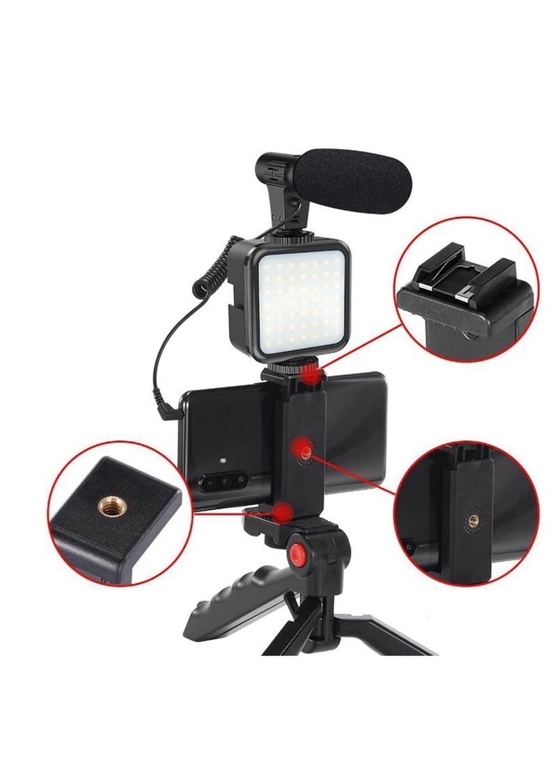 إلترازون مجموعة Vlogger Universal الكاملة للهواتف الذكية والكاميرا والكاميرا مع حامل ثلاثي القوائم + ميكروفون + 36 جهاز عرض LED - مجموعة V-Logging Kit Shotgun والصور والفيديو والتدفق - Image 3