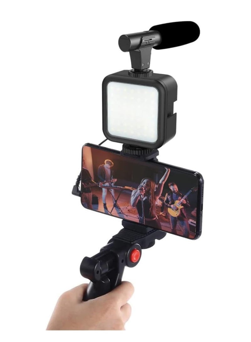 إلترازون مجموعة Vlogger Universal الكاملة للهواتف الذكية والكاميرا والكاميرا مع حامل ثلاثي القوائم + ميكروفون + 36 جهاز عرض LED - مجموعة V-Logging Kit Shotgun والصور والفيديو والتدفق - Image 2