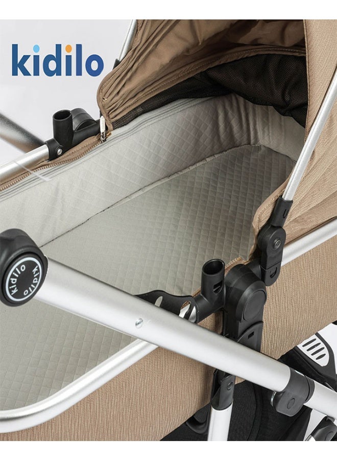 كيديليو عربة أطفال فاخرة قابلة للعكس، أوضاع تحويل 3 في 1، امتصاص صدمات متقدم، سرير أطفال قابل للإمالة بالكامل - Image 4
