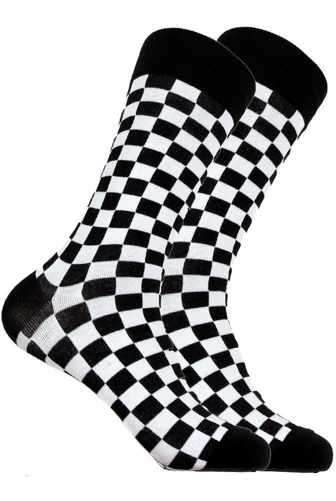 BUYYOURTIES SOCKZ-72 - Mens Designer Checkered Cotton Socks - Image 1