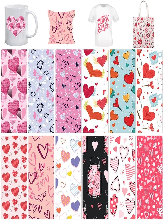 YumSur Valentine's Day Transfer Ink Sheets, Transfer Paper Sublimation for Mug Press, 12 pcs 4.5"x12" Heart Love Pre-Inked Sublimation Paper for T-Shirts Cup Coasters Mug - Image 1