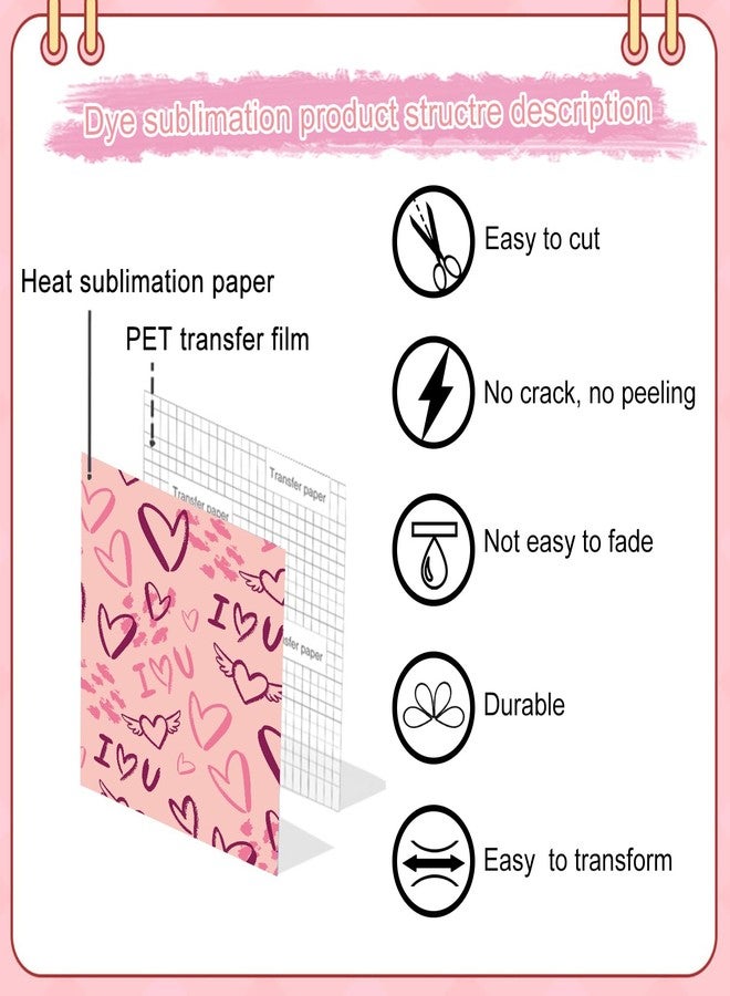 YumSur Valentine's Day Transfer Ink Sheets, Transfer Paper Sublimation for Mug Press, 12 pcs 4.5"x12" Heart Love Pre-Inked Sublimation Paper for T-Shirts Cup Coasters Mug - Image 4