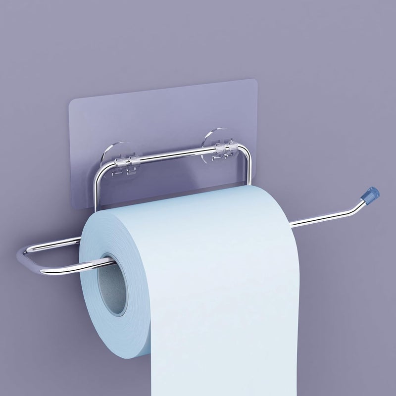 Planet Toilet Paper roll Stand Self AdhesiveBathroom Tissue Paper roll HolderBathroom Accessories Pack of 2 Chrome - Image 1