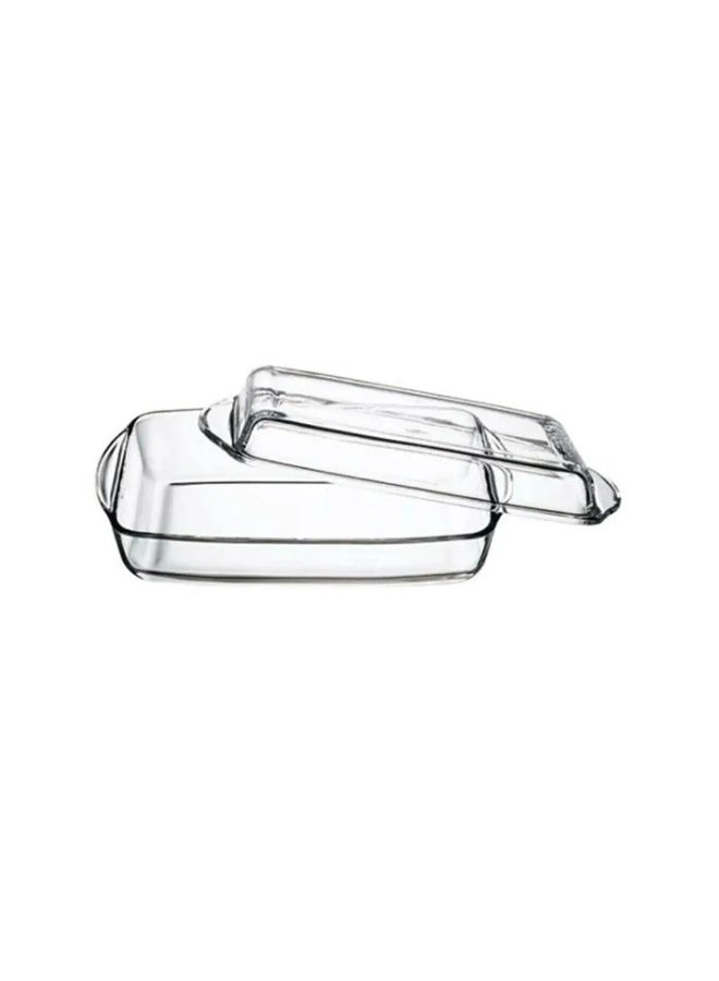 بوركام طاجن زجاجي مستطيل للفرن من بوركام مع غطاء سعة 1950 مل – صنع في تركيا - Image 1