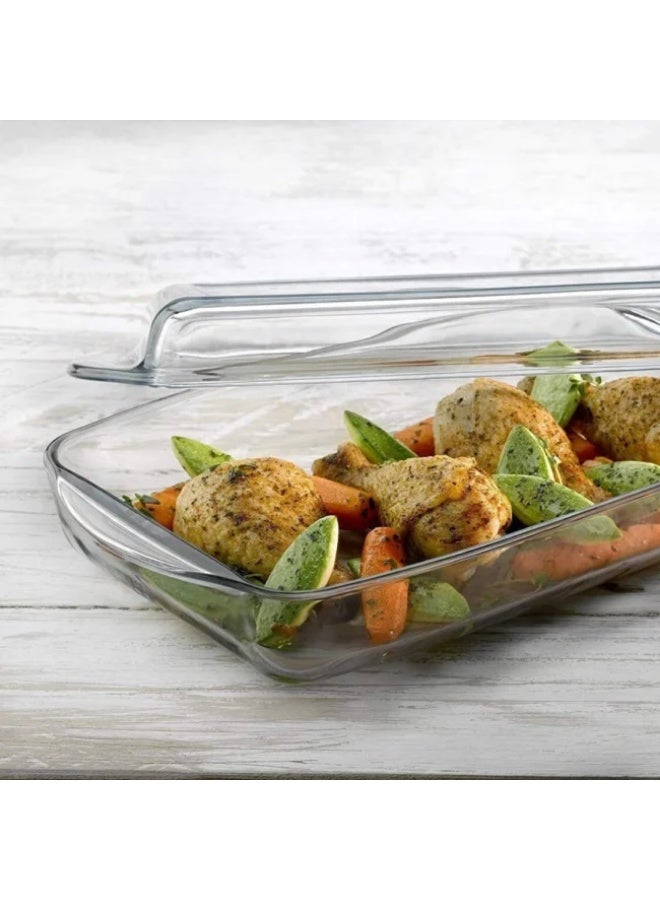 بوركام طاجن زجاجي مستطيل للفرن من بوركام مع غطاء سعة 1950 مل – صنع في تركيا - Image 4