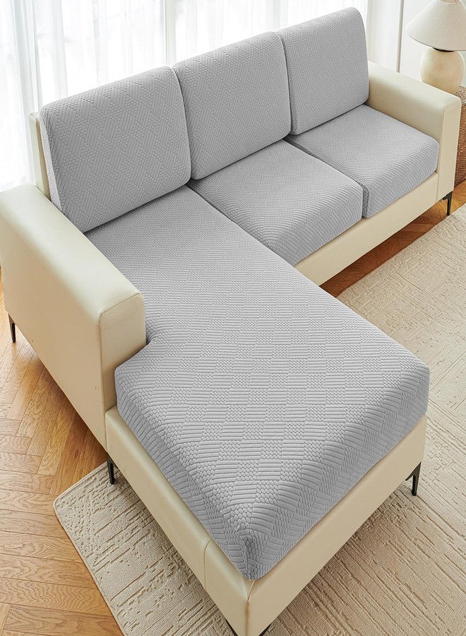 DEEPDREAM Deep Dream Sectional Couch Covers 6 Pieces, Stretch Couch Cushion Covers, L Shaped Washable Sofa Covers for Left/Right Sectional Sofa (3 Backrest Cover + 2 Seater + 1 Chaise, Light Grey) - Image 1