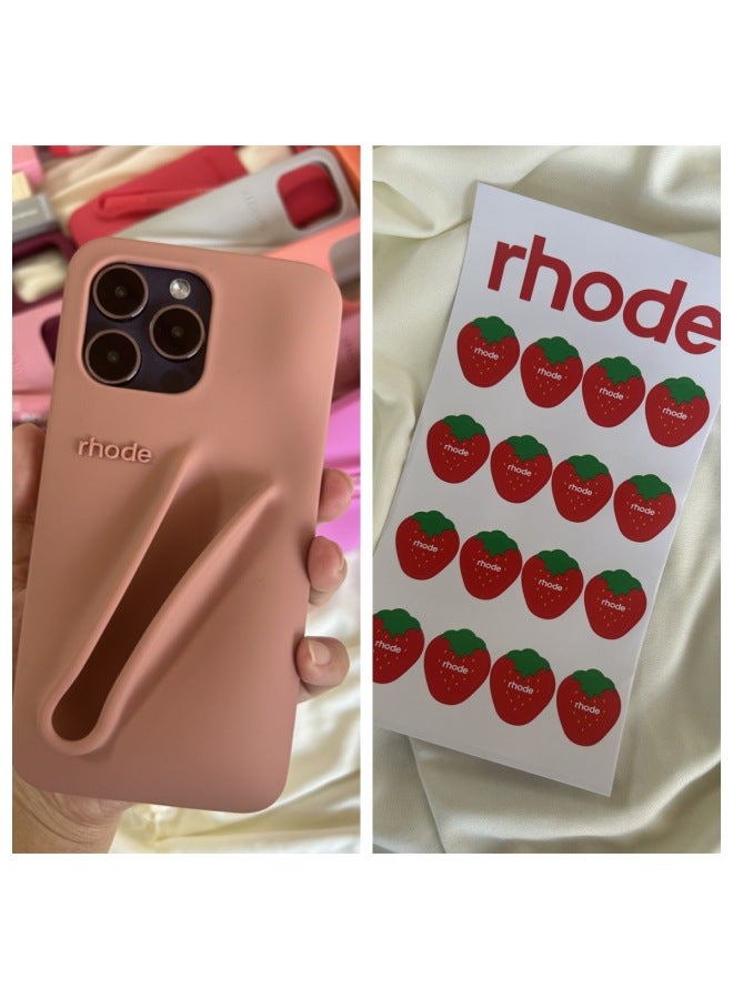 Rhode Sticker Hailey Lipstick Silicone Suitable For Iphone13/14/15Pro Max Apple 16-Color:The Highest Version Of Espresso Shell + Packaging + Bread Sticker-Applicable Models:iPhone14promax
