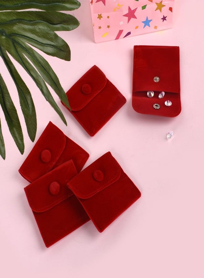VIOCIWUO 20PCS Velvet Jewelry Pouches with Snap Button, Small Microfiber Velvet Jewelry Bag for Storing Ring Bracelets Necklaces Earring(Red) - Image 3