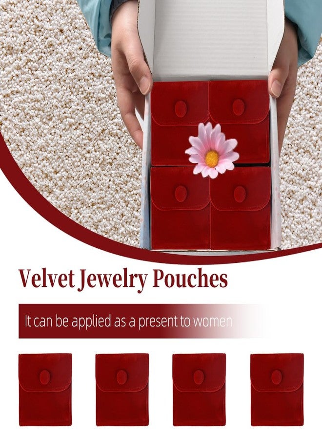 VIOCIWUO 20PCS Velvet Jewelry Pouches with Snap Button, Small Microfiber Velvet Jewelry Bag for Storing Ring Bracelets Necklaces Earring(Red) - Image 4