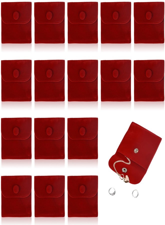 VIOCIWUO 20PCS Velvet Jewelry Pouches with Snap Button, Small Microfiber Velvet Jewelry Bag for Storing Ring Bracelets Necklaces Earring(Red) - Image 1