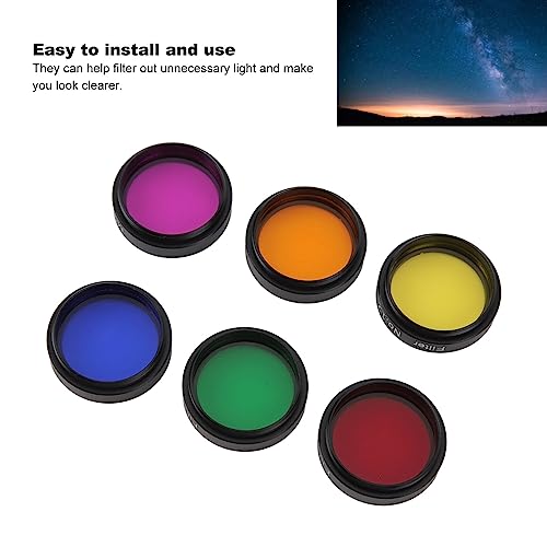 Sanpyl 1.25 inches Telescope Eyepiece Filter Set, 6 in 1 Telescope Moon Filter, Lunar & Starglow Filter and Red Orange, Yellow Green Blue, 6 Pack - Image 4