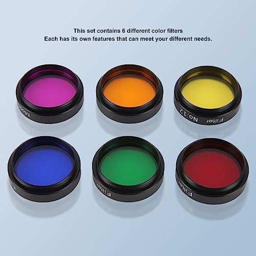 Sanpyl 1.25 inches Telescope Eyepiece Filter Set, 6 in 1 Telescope Moon Filter, Lunar & Starglow Filter and Red Orange, Yellow Green Blue, 6 Pack - Image 3