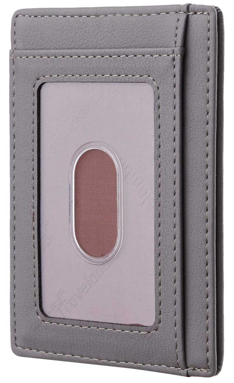 Travelambo Front Pocket Minimalist Leather Slim Wallet RFID Blocking Medium Size(VP Grey Light) - Image 3