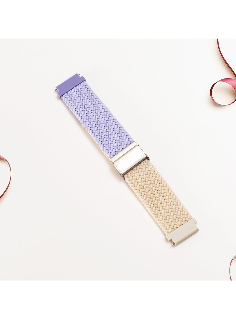 SYOSI Bands for Samsung Galaxy Watch 6/5/4/5 Pro/6/4 Classic/Active 2/Active/Watch 3, 20mm Elastic Braided Nylon Loop Sport Strap for 40mm, 44mm, 45mm, 43mm, 47mm, 42mm, 46mm, and 41mm, Purple Starlight - Image 4