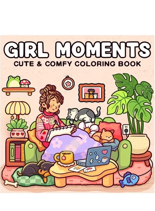 general Girl Moments: A Stress-Relief Coloring Book for Adults & Teens - Cute & Cozy Daily Activities, Mindfulness Illustrations | Relaxing Anti-Anxiety Art Therapy (Cozy Spaces Collection) - Image 1