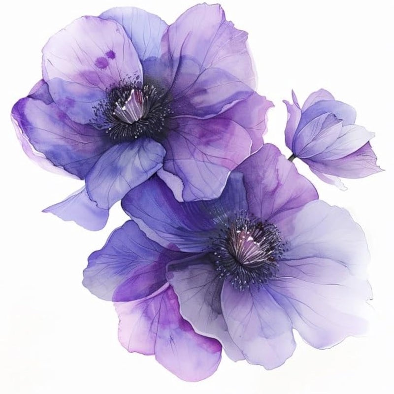 MAKTEM Clematis Flower Car Decal Watercolor, Purple Flower Bumper Sticker, Removable Waterproof Decals for Car, Electronic, Case, Waterbottle, Vehicle Decor Sticker (Purple) - Image 1