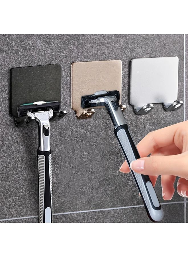 2pcs Black Wall Mounted Shaver Holder Free Punch Storage Hook Bathroom Kitchen - Image 2