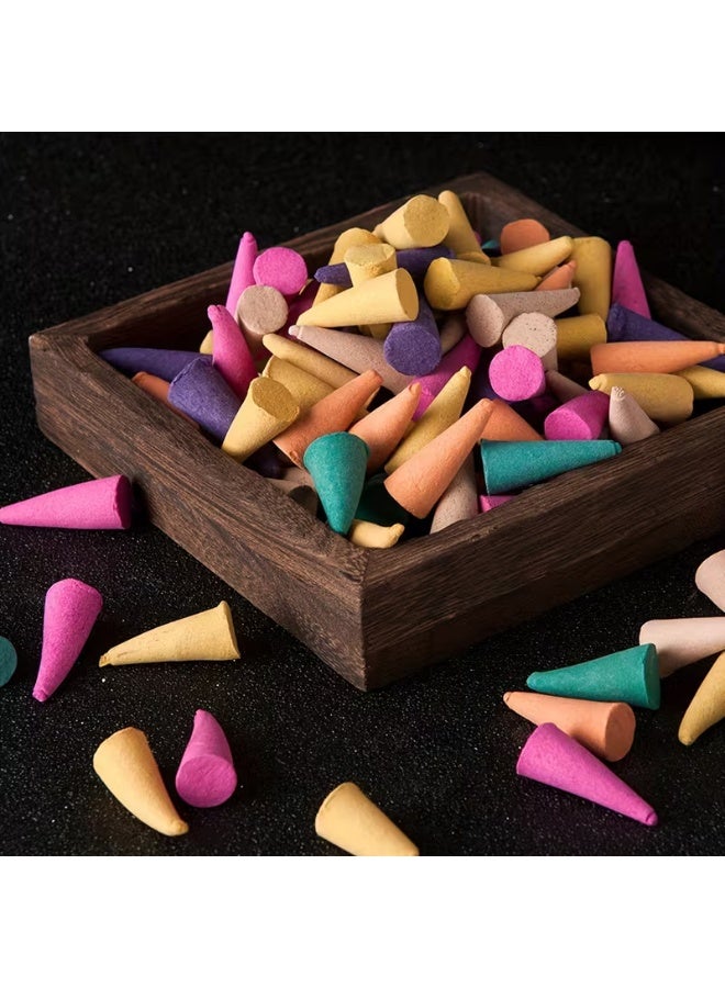 Incense Cones | ViviRasmi | Sandlewood, Rose, Lavendar, Oud, Bakhoor, Jasmine, Orange, Lemon Grass, Cherry Blossom, Sage, Agarwood, Dragon Blood, Osmanthus. Mixed 100 Pieces Random (Cones) - Image 1