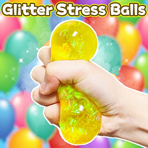 Kawaite Yellow Glitter Stress Balls Fidget Toy Squishy Balls for Kids Stretch and Pull Squishy Squeeze Ball Stress Relief Gifts for Boys Girls and Adults Ideal for Autism ADD ADHD - Image 5