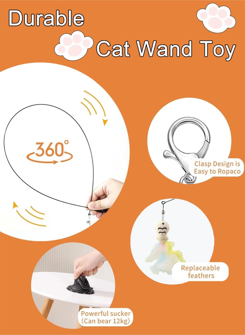 Homify Cat Teaser Stick with Suction Cup, Cat toys with Bird Feather Replacement & Bells Pet Chasing Sports Cat Accessories - Image 2