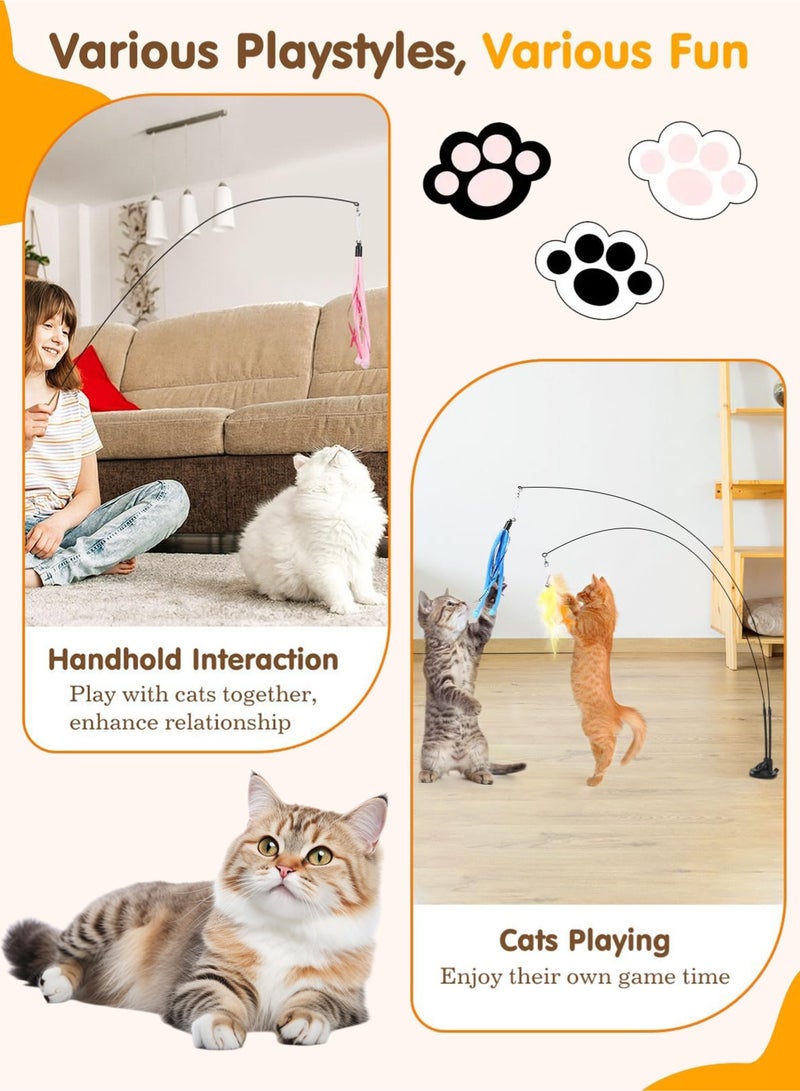 Homify Cat Teaser Stick with Suction Cup, Cat toys with Bird Feather Replacement & Bells Pet Chasing Sports Cat Accessories - Image 3