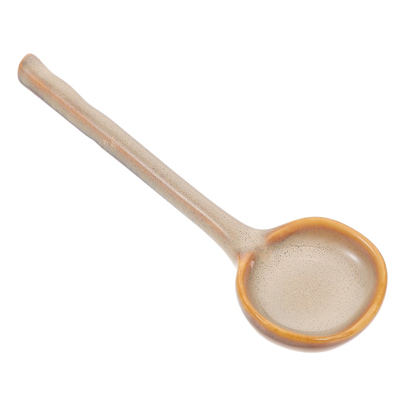 2pcs Soup Spoons: Ceramic Asian Japanese Noodle Soup Spoons Tableware Large For Ramen Pho Wonton Dumpling Miso Brown Cereal Yogurt Dips Ice Cream Brown - Image 5