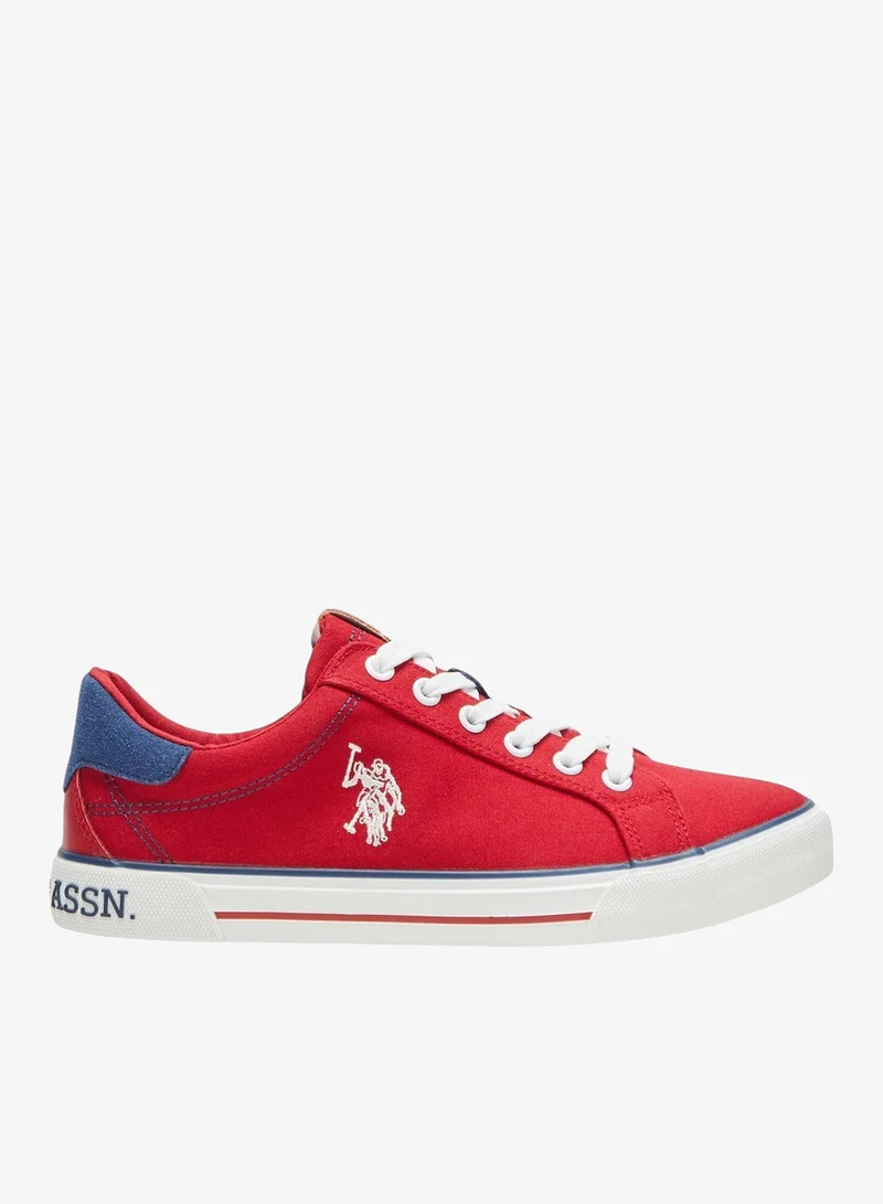 Women's Red Casual Canvas Lace-Up Sneakers, Lightweight Shoes for Everyday Wear