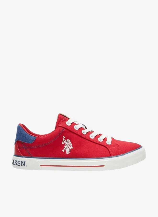Women's Red Casual Canvas Lace-Up Sneakers, Lightweight Shoes for Everyday Wear