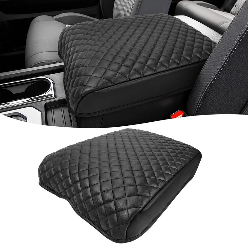 KBH Center Console Cover for Toyota Tundra 2014-2021, Vinyl Leather Trim, Middle Console Lid Cushion Pad Armrest Covering, Anti-Scratch, Black, PC-177-BK - Image 1