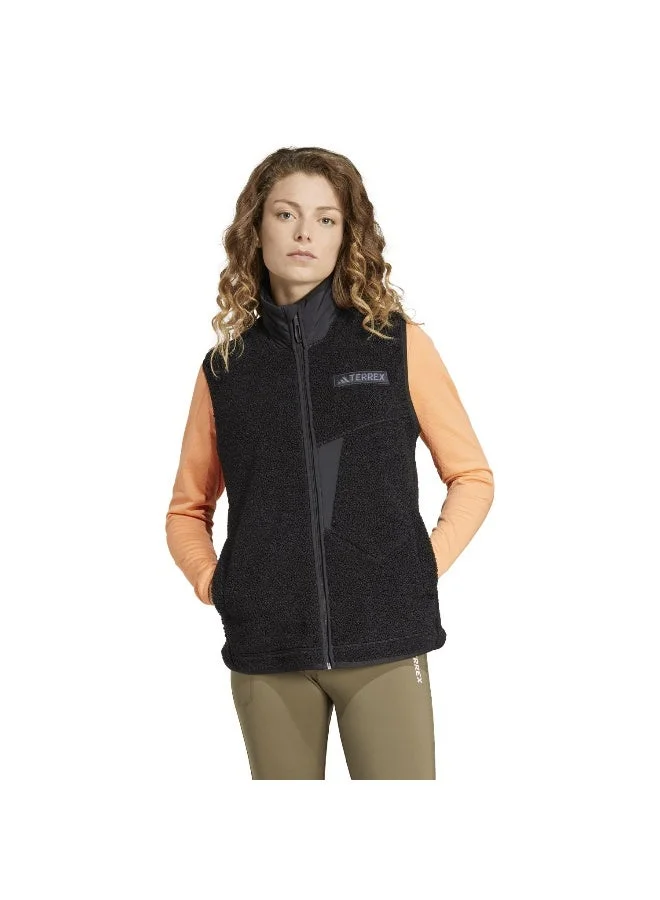 اديداس سترة أديداس النسائية بلاستيك فليس بسحاب كامل أسود