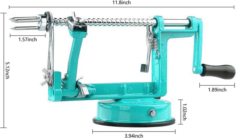 tatida Apple Peeler Corer, Long lasting Chrome Cast Iron Apple Peeler Slicer Corer with Stainless Steel Blades and Powerful Suction Base for Apples and Potato(Blue) - Image 2