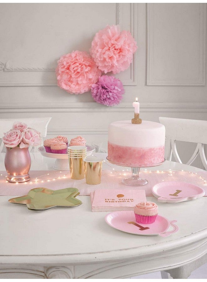 Talking Tables Pink Number 1 Candle with Gold Glitter Premium Quality Cake Topper Decoration For Kids, Adults, Teenagers, 1st Birthday Party, Anniversary, Milestone Age, 3" - Image 2