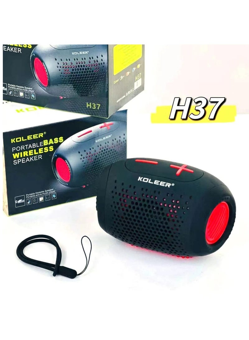 مكبر صوت محمول بتقنية البلوتوث H37 موسيقى عالية الدقة صوت ستيريو عالي يدعم راديو FM وTF/USB