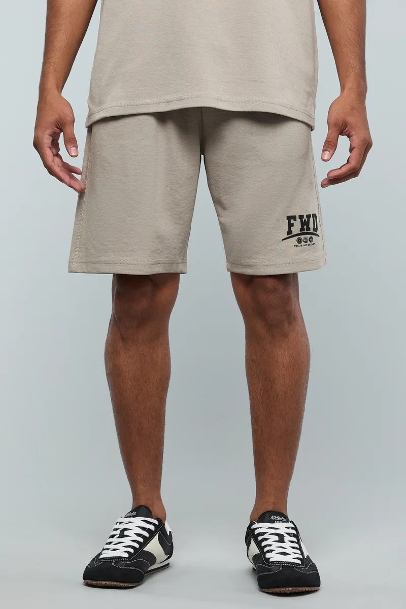 أر أند بي Print Detail Shorts with Drawstring Waist