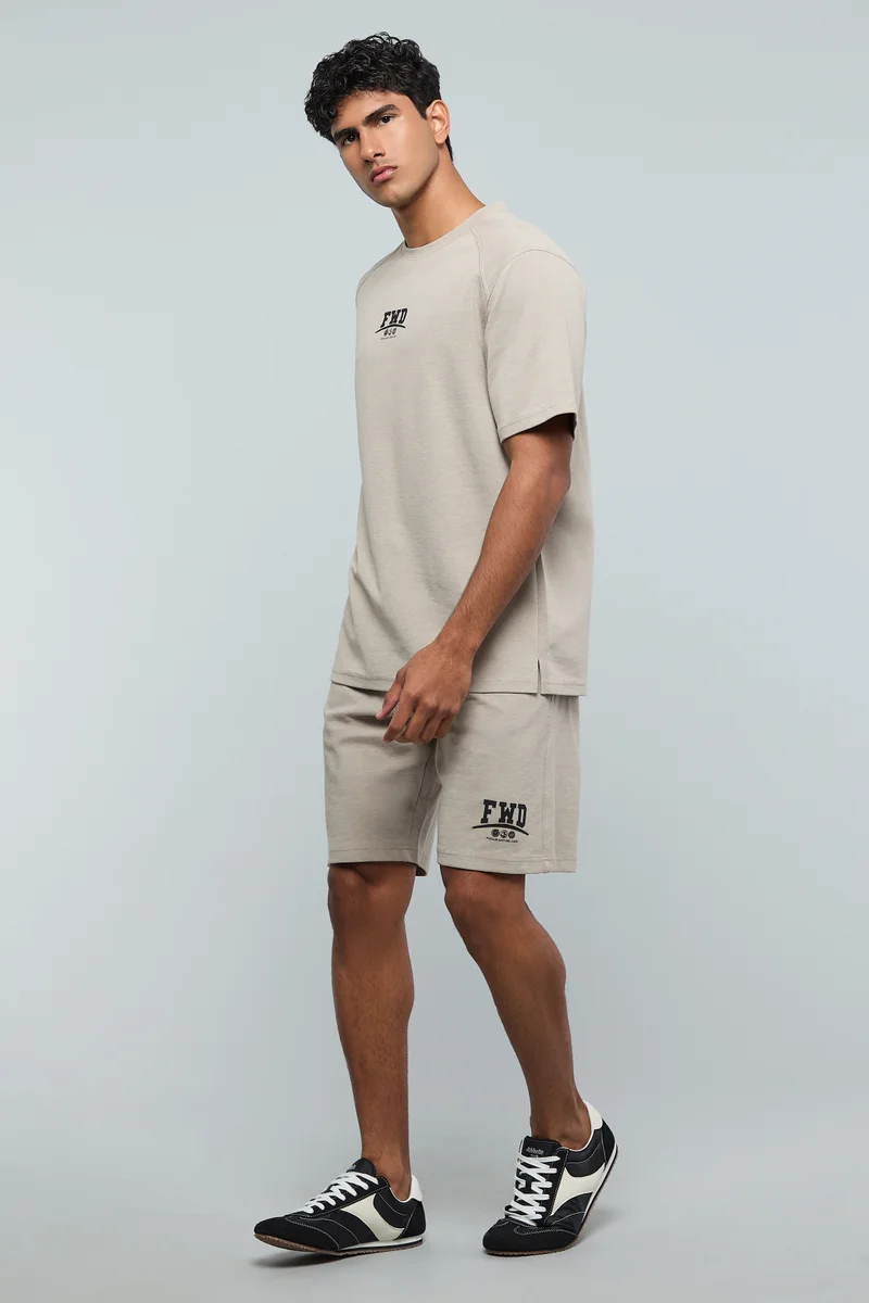 أر أند بي Print Detail Shorts with Drawstring Waist