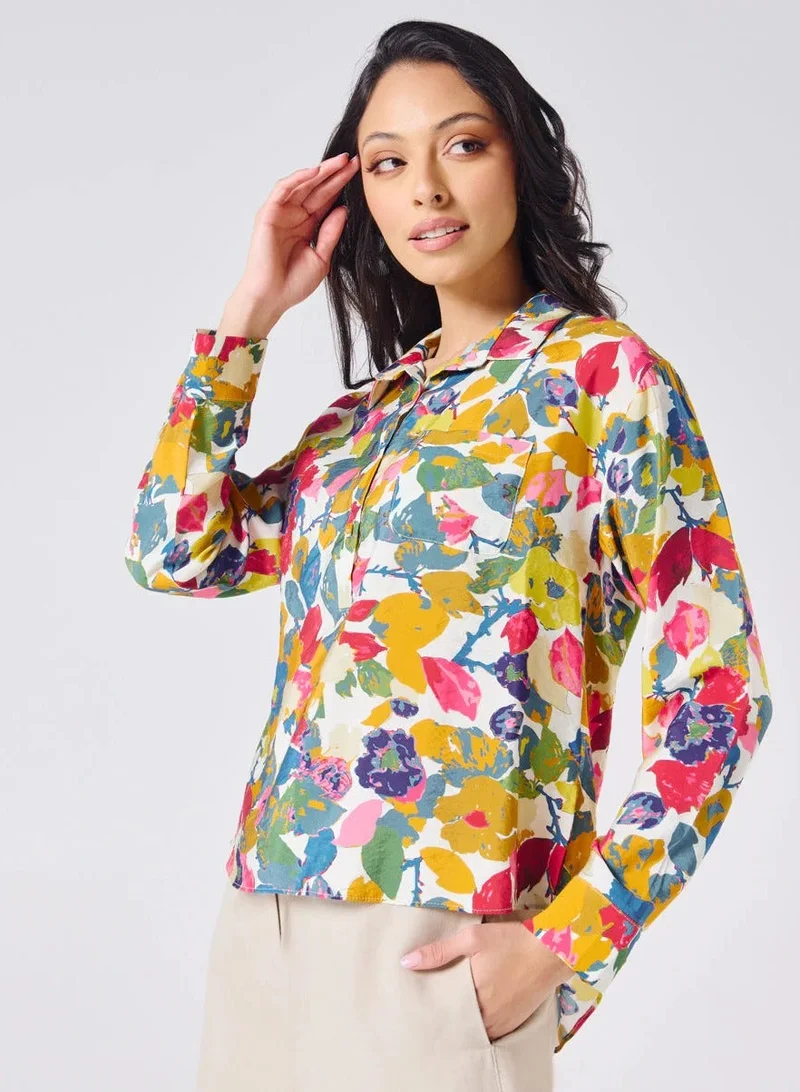 زجزاج قميص كبير الحجم بطبعات زهور