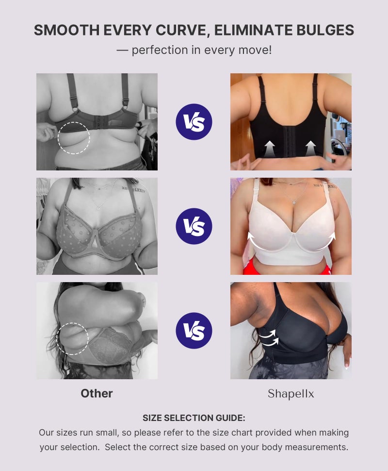 SHAPELLX Women's Bra Push Up Underwire Back Smoothing Adjustable Bralette(Black, 40C) - Image 2