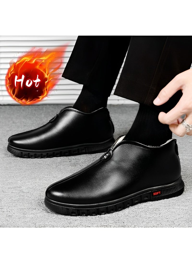 REOCLE Men's Leather Loafers Warm Slip on Shoes Breathable Driving Shoes Casual Moccasins Shoes Walking Shoes  - Image 2