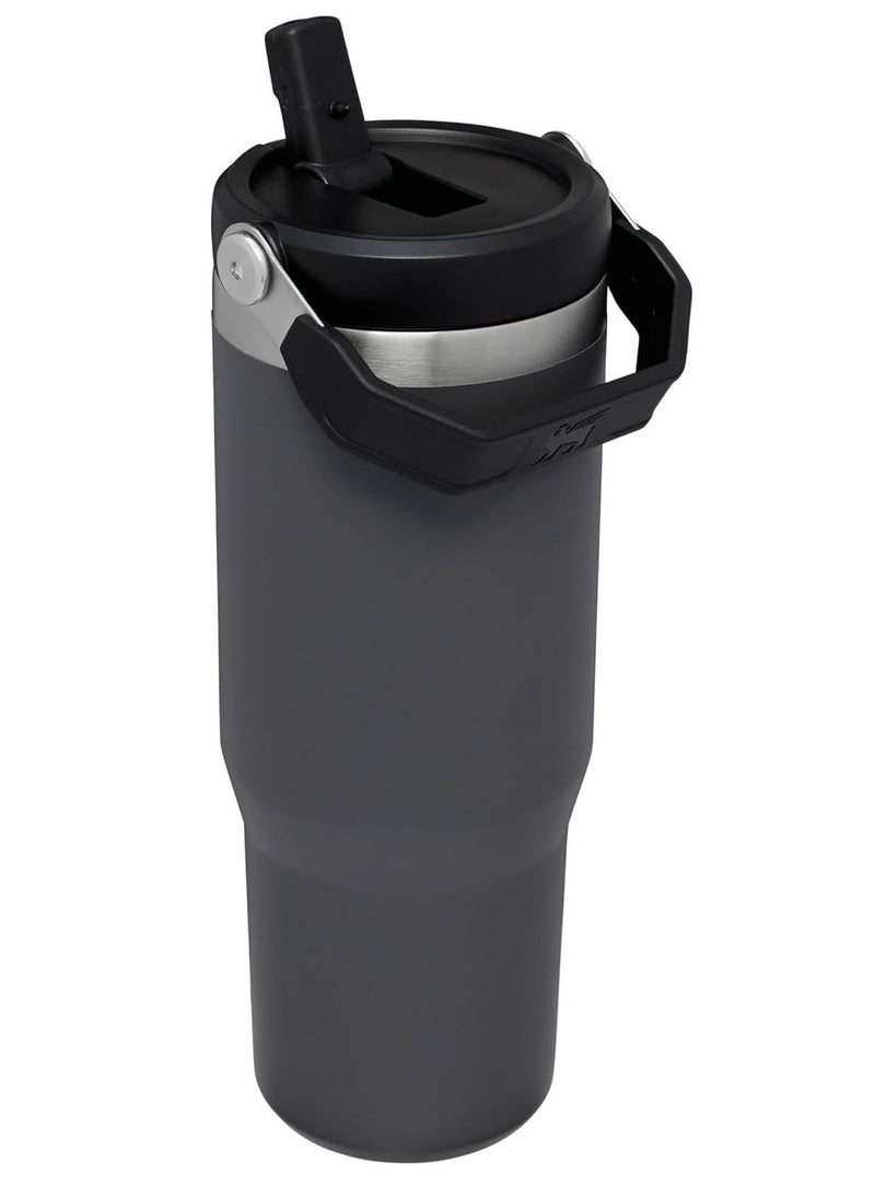 Stanley - IceFlow Flip Straw Water Bottle, 0.88L – Vacuum Insulated Leakproof & BPA-Free – Keeps Water Cold for 12 Hours – Easy-Carry, Dishwasher Safe Stainless Steel Travel Mug (Charcoal) – Perfect for Workouts, Commutes, and Outdoor Adventures - Image 1