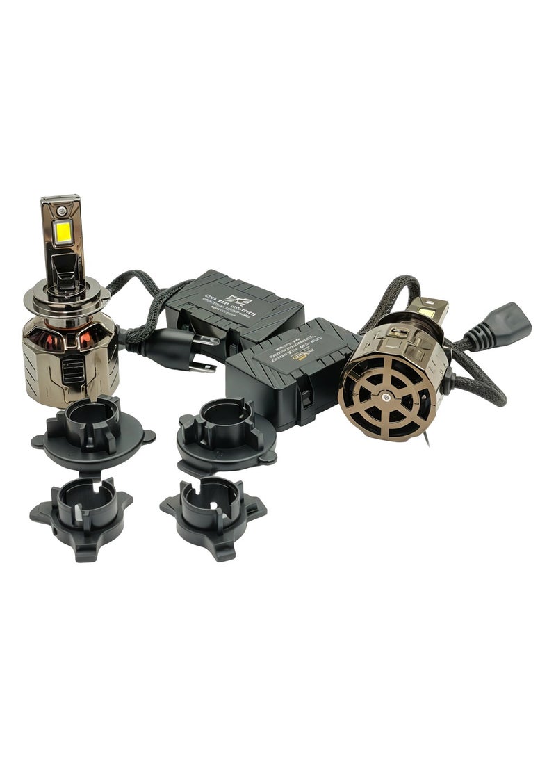 3XR - P130 LED Headlight Bulb Set 260W 30000LM 12V 6500K IP65 Waterproof CANBUS Ready with Aviation Aluminum Heat Sink High Brightness for H7 Car Headlamp - Image 1