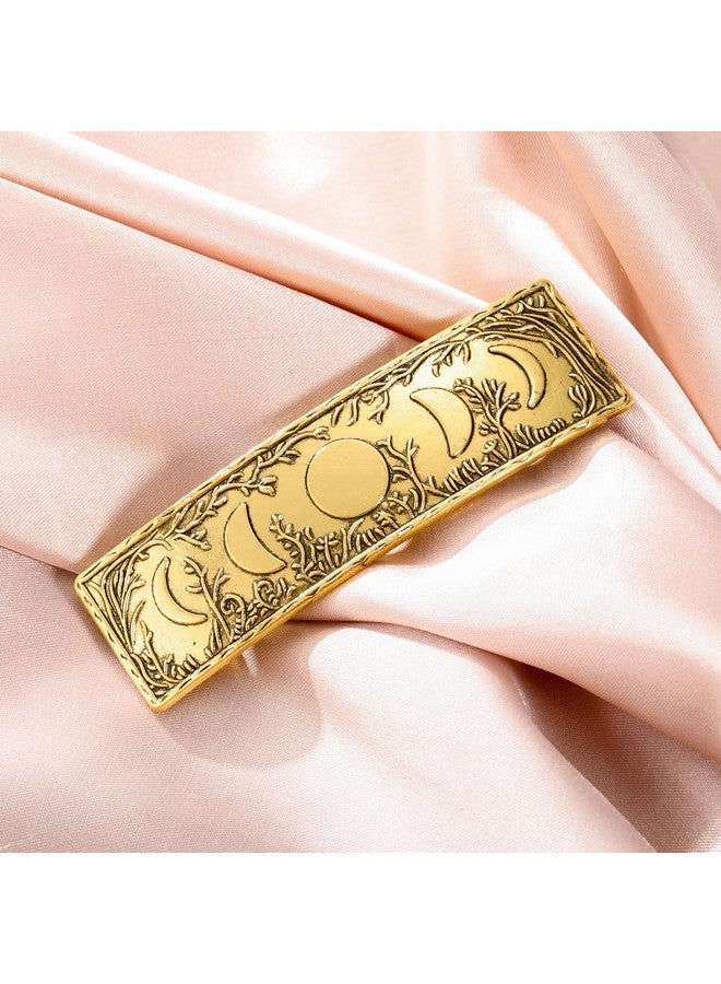 TEAMER Hair Clip Large Hand Crafted Vintage Retro Forest Moon Phase Hairpin French Metal Barrettes Hair Accessories For Women (Forest And Moon Phase Gold) - Image 5
