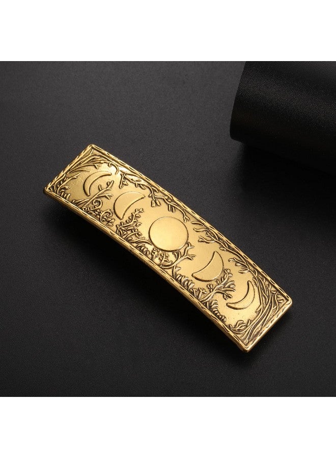 TEAMER Hair Clip Large Hand Crafted Vintage Retro Forest Moon Phase Hairpin French Metal Barrettes Hair Accessories For Women (Forest And Moon Phase Gold) - Image 2