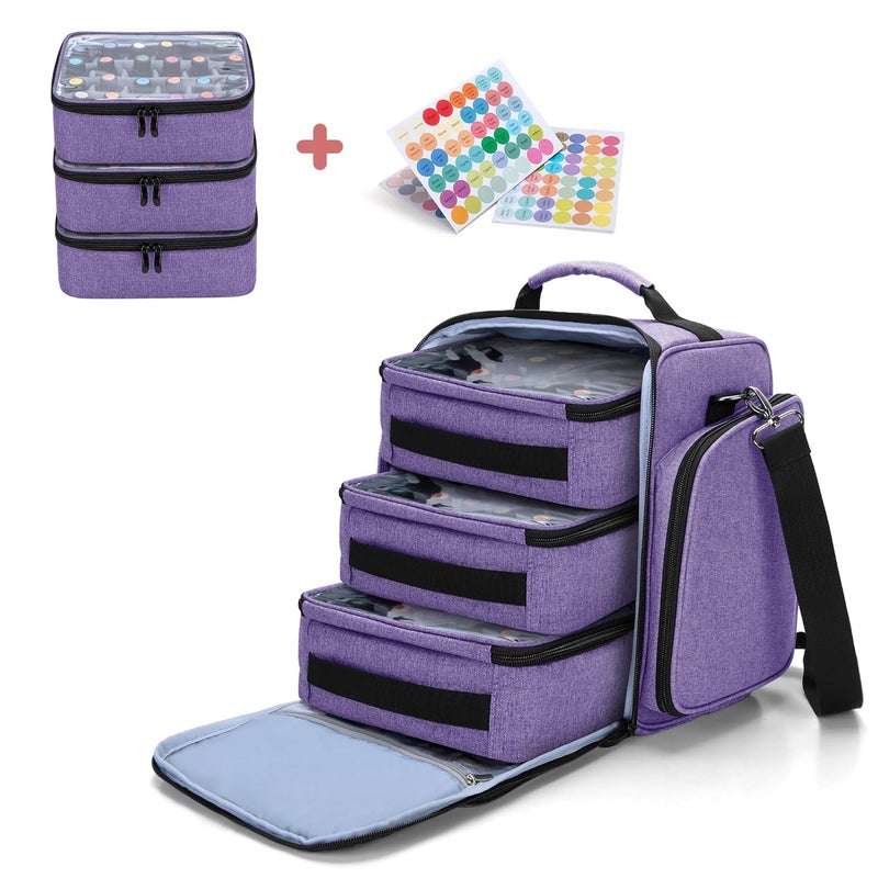 BAFASO BAFASO Essential Oil Storage with 2 Sheet Labels, Essential Oil Case Holds 72 Bottles (15ml - 30ml), Purple 