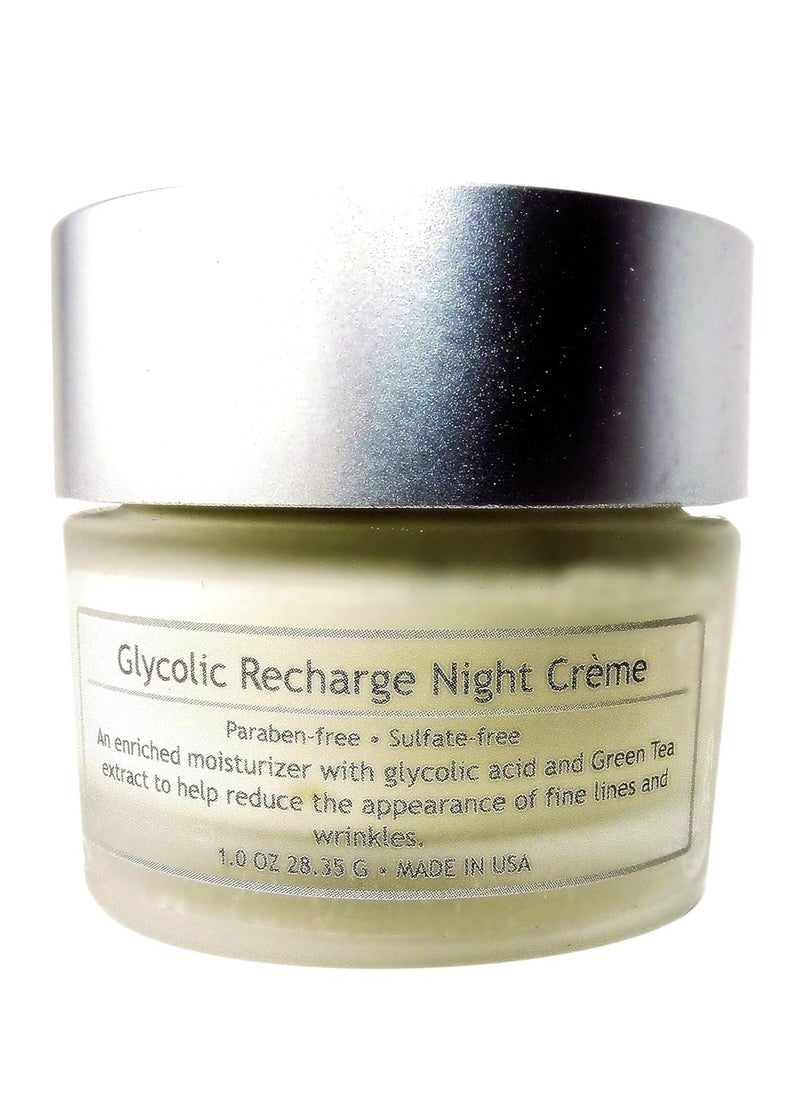 Pure Ziva 4.31% Glycolic Acid & Green Tea Oil-Free Night Recharge Skin Facial Cream, Gluten, Paraben & Sulfate Free, 1.0 Fluid Ounce, No Animal Testing & Cruelty Free 